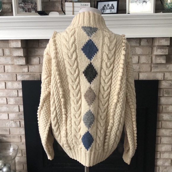 Lochcarron Men’s Hand Knitted Pure Wool Button Down Argyle Cardigan size Small - Picture 8 of 16